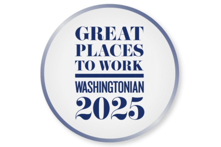 A circular badge graphic that reads “Great Places to Work Washingtonian 2025.