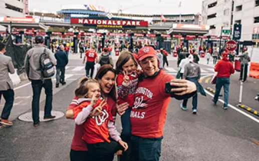 Family taking selfie at Nationals Park